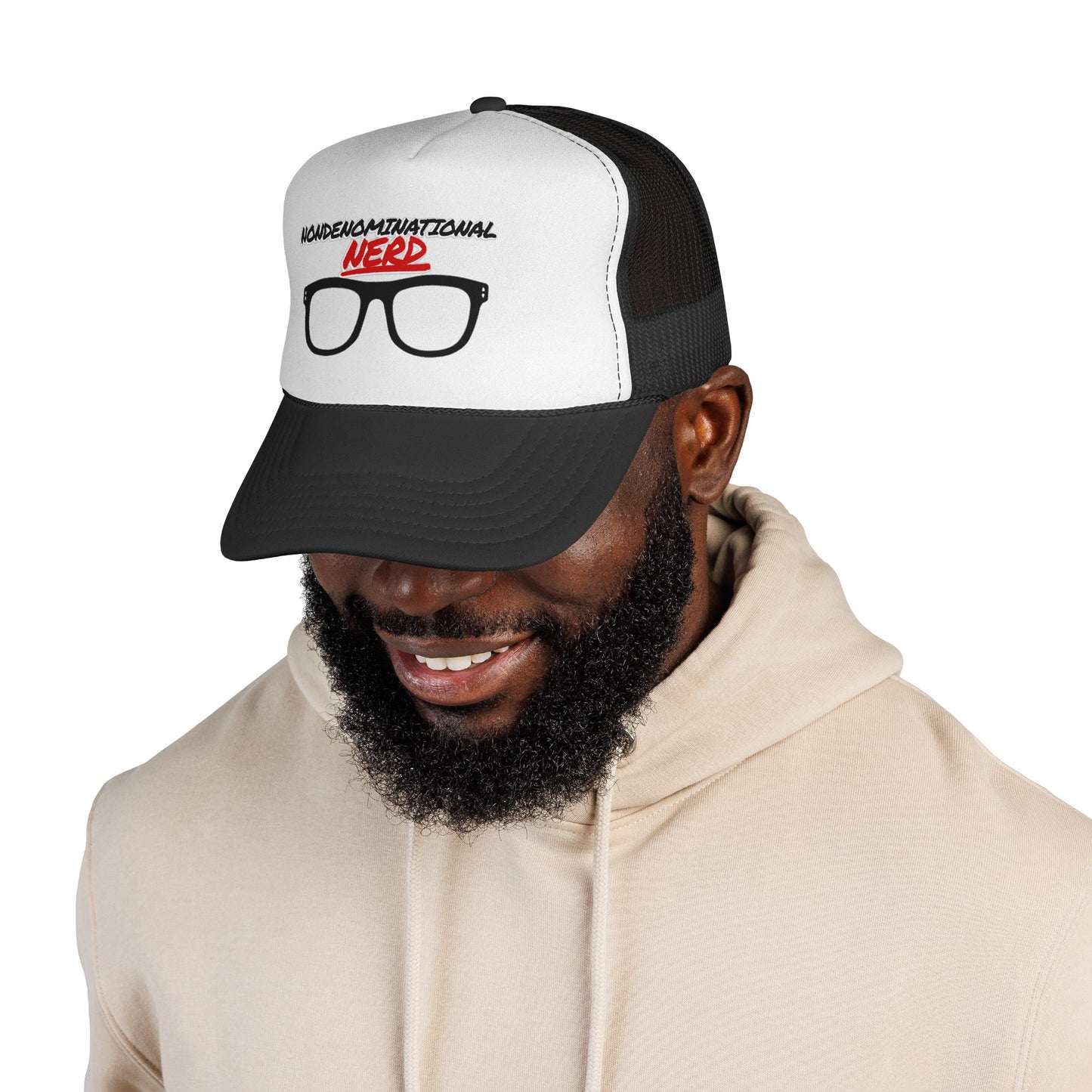 Nondenominational Nerd Trucker Hat | Funny Geek Mesh Cap | Nerd Glasses Hat | Comic Book Hat | Gamer Cap | Geek Gift