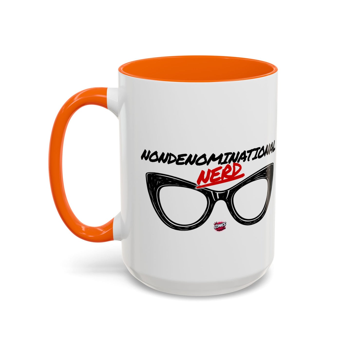 Nondenominational Nerd Mug, Funny Geek Coffee Cup, Comic Book Lover Gift, Nerdy Fandom Mug, Comics And Merch - Color Rim Option